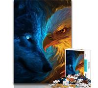 Puzzle per adulti e ragazzi, 1000 pezzi, aquila e lupo, puzzle per adulti, antistress, sfida difficile, decorazioni e regali unici per la casa (dimensioni 38x26cm)