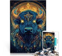 Puzzle per adulti e ragazzi 1000 pezzi arte della testa di toro Fatto di carta，per età pari o superiore a 14 anni Giocattolo educativo di decompressione intellettuale regali per amici e familiari。