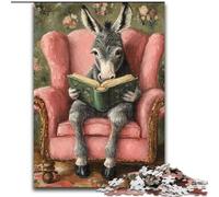 Puzzle per adulti e ragazzi, 1000 pezzi, asino che legge, aiuta il cervello a esercitare i giocattoli avvincenti per coltivare la pazienza e migliorare la memoria (dimensioni 50x75cm)