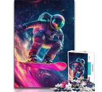 Puzzle per adulti e ragazzi, 1000 pezzi, Astronauta che fa surf, giocattolo educativo antistress, ideale come regalo per tutta la famiglia, 38x26cm