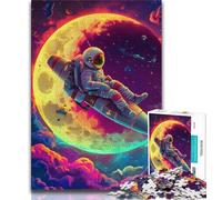 Puzzle per adulti e ragazzi, 1000 pezzi, Astronauti su razzo, sfida difficile antistress con poster abbinato e foglio di quiz (38x26cm)