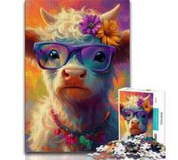 Puzzle per adulti e ragazzi, 1000 pezzi, Baby Yak con gli occhiali, aiuta il cervello a esercitare i giocattoli avvincenti per coltivare la pazienza, decorazione perfetta (38x26cm)