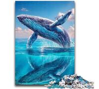 Puzzle per adulti e ragazzi, 1000 pezzi, balena che salta fuori dal mare, puzzle da 1000 pezzi, gioco stimolante, ideale come regalo per tutta la famiglia, 38x26cm