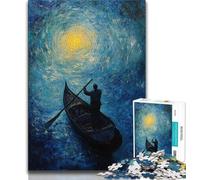 Puzzle per adulti e ragazzi, 1000 pezzi, barca sotto il cielo notturno, difficile da completare ma divertente e umoristico, compleanni e anniversari (38x26cm)
