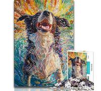 Puzzle per adulti e ragazzi, 1000 pezzi, Border Collie felice, aiuta il cervello a esercitare i giocattoli avvincenti per coltivare la pazienza, collezione di artisti, belle arti (75x50cm)
