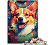Puzzle per adulti e ragazzi 1000 pezzi Cane Corgi dipinto colorato per età 14 anni e oltre Bellissimo gioco di design Bellissimo gioco di design Ottimo regalo 50x75cm