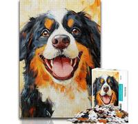 Puzzle per adulti e ragazzi, 1000 pezzi, cane felice, aiuta il cervello a esercitare i giocattoli avvincenti per coltivare la pazienza, collezione di artisti, belle arti (75x50cm)