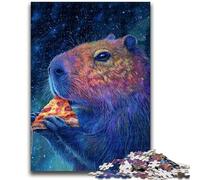 Puzzle per adulti e ragazzi 1000 pezzi Capibara mangia pizza, sfida difficile antistress, ideale come regalo per tutta la famiglia, 50x75cm