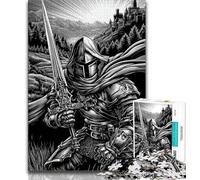 Puzzle per adulti e ragazzi, 1000 pezzi, cavaliere bianco e nero, aiuta il cervello a esercitare i giocattoli che creano dipendenza per coltivare la pazienza, decorazione perfetta, 50x75cm