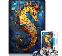 Puzzle per adulti e ragazzi,1000 pezzi,cavalluccio marino in vetro colorato,giochi educativi,ogni pezzo è unico - gioco divertente e stimolante per tutta la famiglia,adatto a bambini di età tra 38