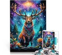Puzzle per adulti e ragazzi 1000 pezzi Cervo incoronato dell'Universo Fatto di legno，per età 14+ Decorazione artistica per la casa offerte come regali per tutta la famiglia。misurare：50x75cm