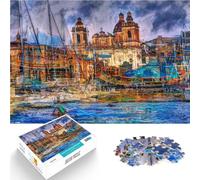 Puzzle per adulti e ragazzi 1000 pezzi città malta pittura ad olio Fatto di cartone Adatto a persone dai 14 anni in su gioco di sfida unico Offerti come regali per tutta la famiglia misurare:26x38cm