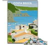 Puzzle per adulti e ragazzi, 1000 pezzi, Costa Brava, Spagna, arte, adatto a persone dai 14 anni in su Difficile da completare, ma divertente e spiritoso Ottimo regalo 26x38cm