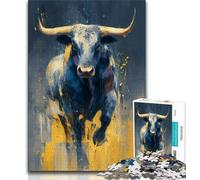 Puzzle per adulti e ragazzi, 1000 pezzi, dipinto a olio di un toro, ideale come regalo per tutta la famiglia, adatto a bambini di età compresa tra 14 e 18 anni (dimensioni 75x50cm)