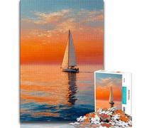 Puzzle per adulti e ragazzi, 1000 pezzi, dipinto a olio di una barca al tramonto, puzzle per adulti, antistress, sfida difficile, decorazioni e regali unici per la casa (dimensioni 75x50cm)
