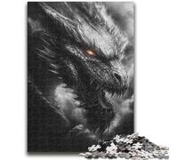 Puzzle per adulti e ragazzi, 1000 pezzi, drago scheletro, antistress, sfida difficile, ideale come regalo per tutta la famiglia, 26x38cm