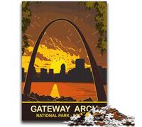 Puzzle per adulti e ragazzi, 1000 pezzi, Gateway Arch Sunset, per 14+ anni, difficile da completare ma divertente e umoristico, regalo di compleanno (dimensioni 38x52cm)