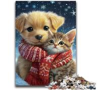 Puzzle per adulti e ragazzi 1000 pezzi Gatti e cani in inverno per età 14 anni e oltre Bellissimo gioco di design Bellissimo gioco di design Ottimo regalo 50x75cm