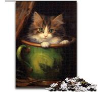 Puzzle per adulti e ragazzi, 1000 pezzi, gattino in un barattolo, elefante giocattolo, gioco intellettuale, regalo di compleanno, regali, arte murale per età 14+ (dimensioni 26x38cm)