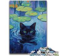 Puzzle per adulti e ragazzi 1000 pezzi Gatto nero nel lago Relax Games Gioco educativo per compleanno, Natale e dai 14 anni in su 50x75cm