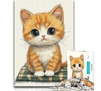 Puzzle per adulti e ragazzi, 1000 pezzi, gatto seduto sul tappetino, giochi educativi, decorazione per la casa, gioco educativo per compleanno e Natale (75x50cm)