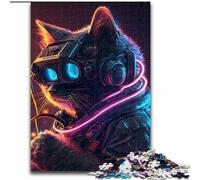 Puzzle per adulti e ragazzi, 1000 pezzi, gatto umano punk, educativo e didattico, ideale come regalo per tutta la famiglia dimensioni 26x38cm