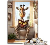 Puzzle per adulti e ragazzi 1000 pezzi Giraffa sul water Divertimento per famiglie Ideale come regalo per tutta la famiglia dai 14 anni in su 26x38cm