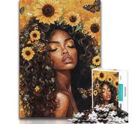 Puzzle per adulti e ragazzi, 1000 pezzi, girasole, donna africana, per gioco educativo, giocattolo, regalo di compleanno, regali, arte murale (75x50cm)