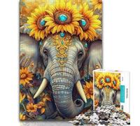 Puzzle per adulti e ragazzi, 1000 pezzi, Girasole, Elefante, aiuta il cervello a esercitare i giocattoli avvincenti per coltivare la pazienza, decorazione perfetta (75x50cm)