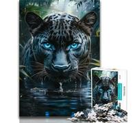 Puzzle per adulti e ragazzi 1000 pezzi Giungla Leopardo nero, gioco per famiglie antistress sfida difficile rafforza l'amore tra coppie (38x26cm)