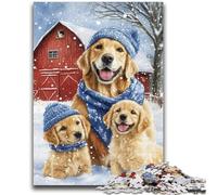 Puzzle per adulti e ragazzi, 1000 pezzi, Golden Retriever in inverno, puzzle per adulti, impegnativo e difficile, ideale come regalo per tutta la famiglia (50x75cm)