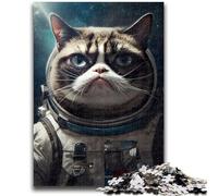 Puzzle per adulti e ragazzi, 1000 pezzi, Grumpy Cat, astronauta spaziale, gioco stimolante e gioco educativo per famiglie, per compleanni e Natale, 50x75cm