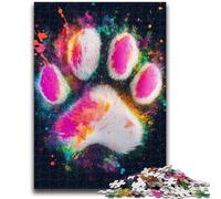 Puzzle per adulti e ragazzi, 1000 pezzi, impronte di zampe di cane colorate, per età pari o superiore a 14 anni, bellissimo gioco di design, bellissimo gioco di design, ottimo regalo, 50x75cm