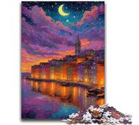 Puzzle per adulti e ragazzi 1000 pezzi Italia sotto il cielo notturno, antistress, sfida difficile, ideale come regalo per tutta la famiglia, 50x75cm