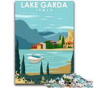 Puzzle per adulti e ragazzi, 1000 pezzi, Lago di Garda, Italia, arte per 14+ anni, difficile da completare ma divertente e umoristico, regalo di compleanno (dimensioni 38x52cm)
