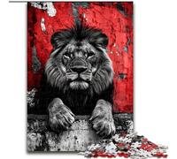Puzzle per adulti e ragazzi 1000 pezzi Leone bianco e nero, analisi e logica con pezzi completamente interconnessi di forma casuale per età dai 14 anni in su 26x38cm