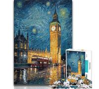 Puzzle per adulti e ragazzi, 1000 pezzi, Londra sotto il cielo notturno, difficile da completare ma divertente e umoristico, compleanni e anniversari (38x26cm)