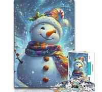 Puzzle per adulti e ragazzi, 1000 pezzi, motivo: pupazzo di neve di Natale, ideale come regalo per tutta la famiglia, adatto per bambini dai 14 anni in su (dimensioni 38x26cm)