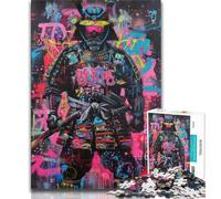 Puzzle per adulti e ragazzi 1000 pezzi Neon Samurai Warrior War puzzle da 1000 pezzi gioco stimolante ideale come regalo per tutta la famiglia 75x50cm