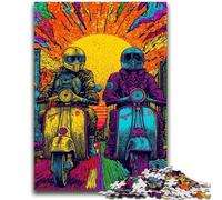Puzzle per adulti e ragazzi 1000 pezzi Pop-art in sella a una motocicletta per età 14 anni e oltre Bellissimo gioco di design Bellissimo gioco di design Ottimo regalo 26x38cm