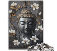 Puzzle per adulti e ragazzi 1000 pezzi Puzzle Buddha in bianco e nero Aiuta il cervello a esercitare Giocattoli avvincenti per coltivare la pazienza Decorazione da parete 26x38cm