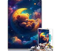 Puzzle per adulti e ragazzi, 1000 pezzi, puzzle con orsetto addormentato, sfida difficile antistress con poster abbinato e foglio di quiz (38x26cm)