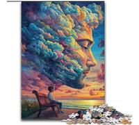 Puzzle per adulti e ragazzi, 1000 pezzi, puzzle con volto umano e nuvola colorata, antistress con pezzi completamente incastrati e di forma casuale, per ragazzi di 14 anni (dimensioni 26x38cm)