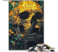 Puzzle per adulti e ragazzi, 1000 pezzi, puzzle in vetro colorato a forma di teschio, antistress con pezzi completamente incastrati e di forma casuale, per ragazzi di 14 anni (dimensioni 50x75cm)