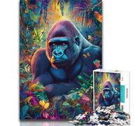 Puzzle per adulti e ragazzi, 1000 pezzi, puzzle Jungle Scimpanzé, difficile da completare ma divertente e umoristico, compleanni e anniversari (38x26cm)