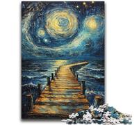 Puzzle per adulti e ragazzi, 1000 pezzi, puzzle, ponte sotto il cielo notturno, gioco rompicapo, gioco educativo per compleanni e Natale, per età 14 anni, 50x75cm