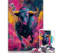 Puzzle per adulti e ragazzi, 1000 pezzi, puzzle raffigurante un toro, antistress, sfida difficile, ideale come regalo per tutta la famiglia, 38x26cm