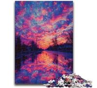 Puzzle per adulti e ragazzi 1000 pezzi Scena di strada al tramonto per età 14 anni e oltre Bellissimo gioco di design Bellissimo gioco di design Ottimo regalo 26x38cm