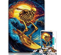 Puzzle per adulti e ragazzi, 1000 pezzi, scheletro che fa surf, gioco stimolante, ideale come regalo per tutta la famiglia (38x26cm)