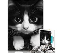 Puzzle per adulti e ragazzi, 1000 pezzi, simpatico gatto nero, giocattolo educativo antistress, ideale come regalo per tutta la famiglia (38x26cm)